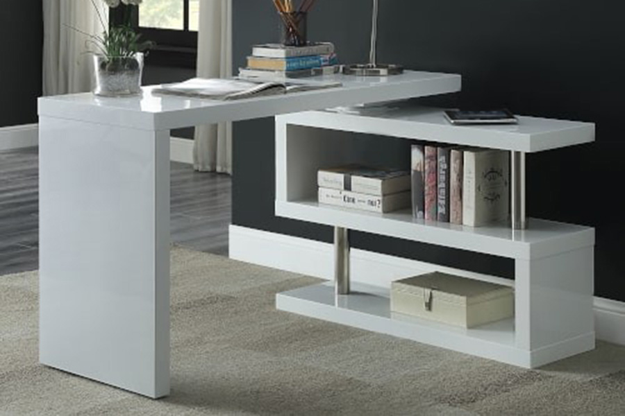 ACME Buck II Writing Desk - White High Gloss, 44"W