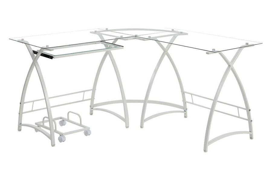 ACME Dazenus Computer Desk - Clear Glass and White Finish