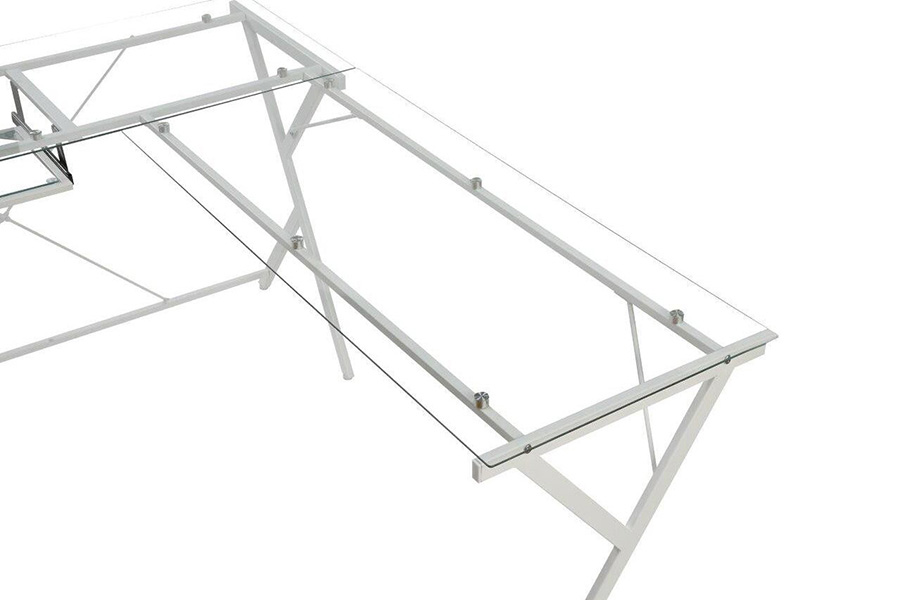 ACME Demas Computer Desk - Clear Glass and White Finish