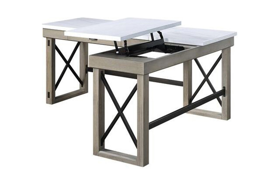 ACME Talmar Writing Desk with Lift Top - Marble Top and Rustic Oak Finish