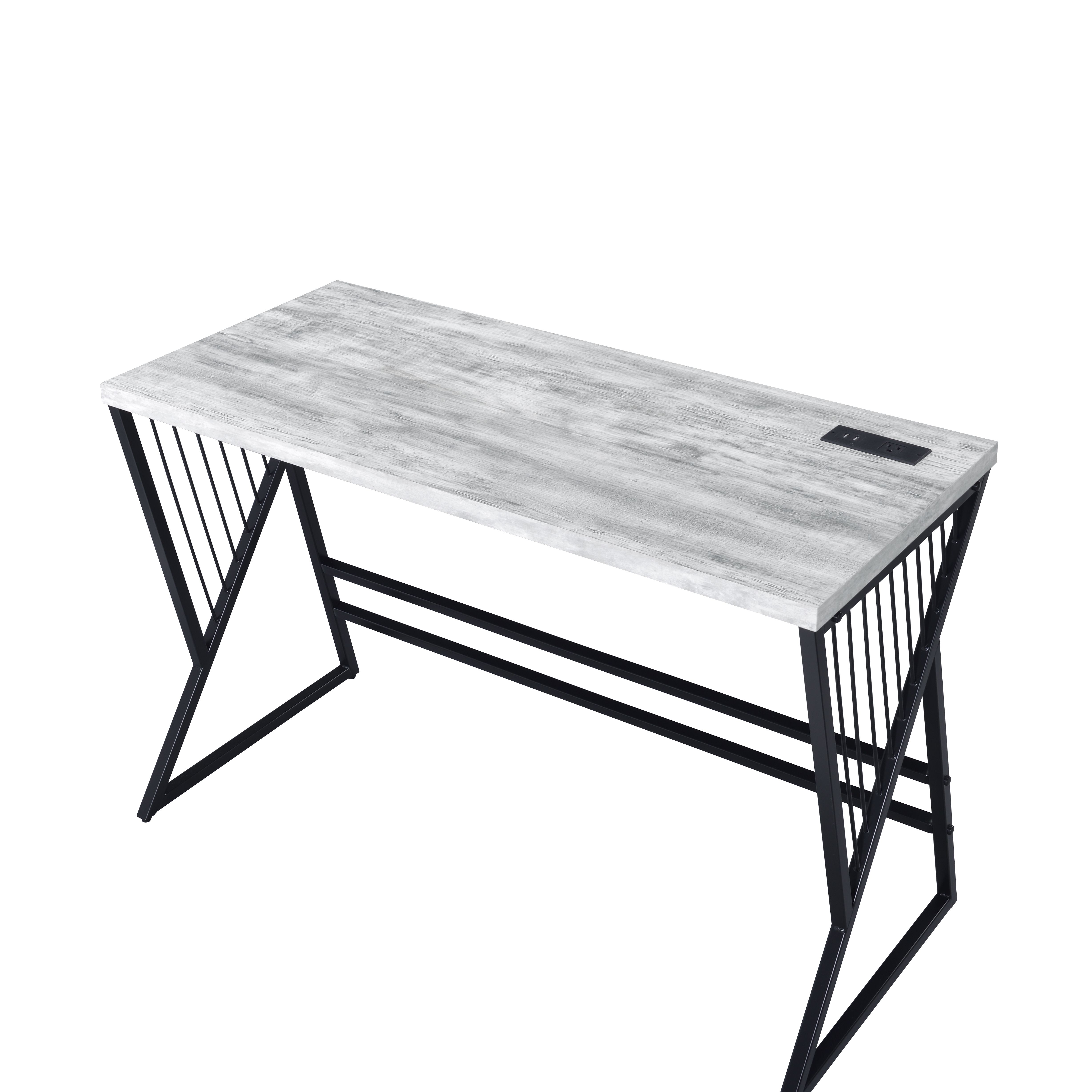 ACME - Collick Writing Desk with Usb in Weathered Gray/Black