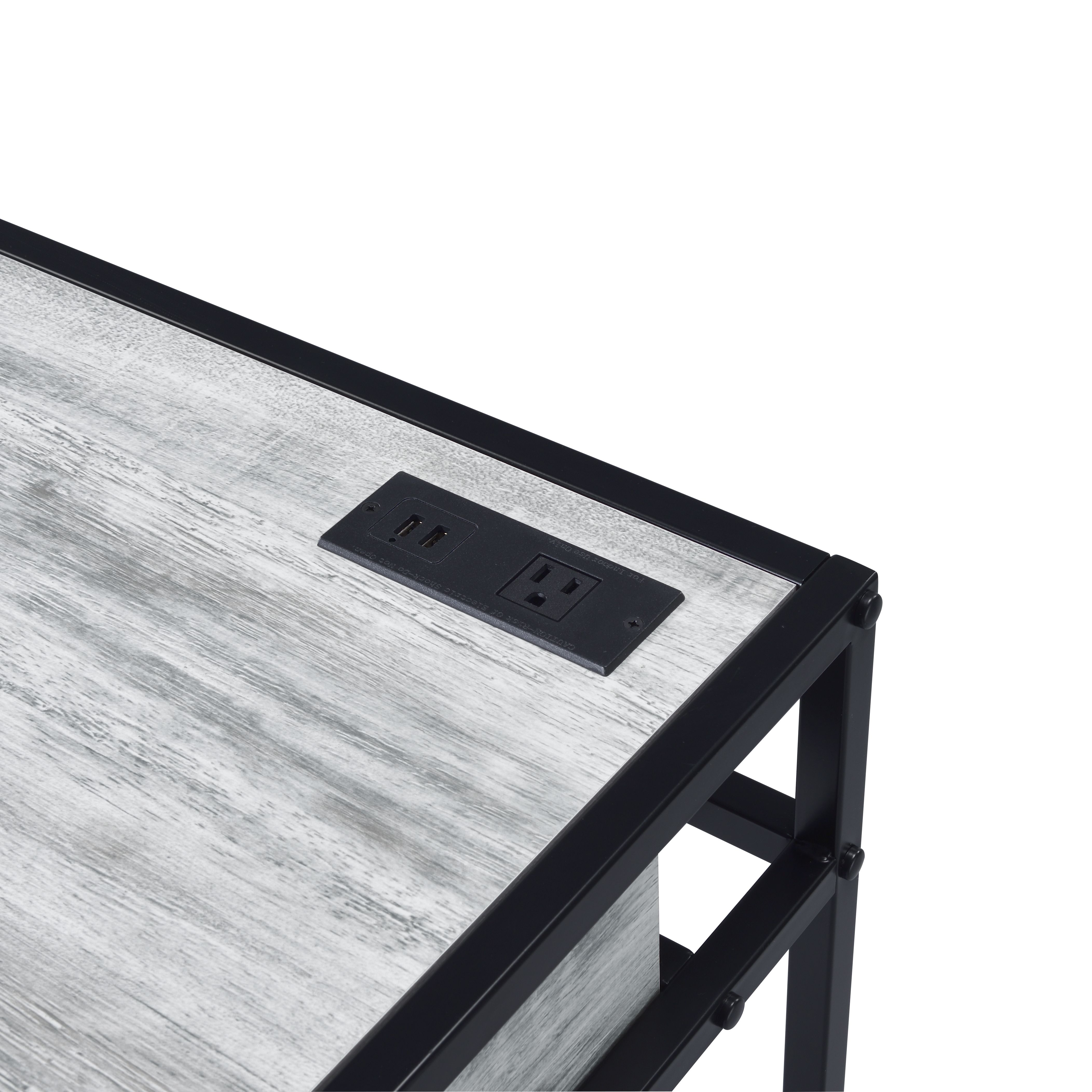 ACME - Wearn Writing Desk with Usb in Weathered Gray/Black