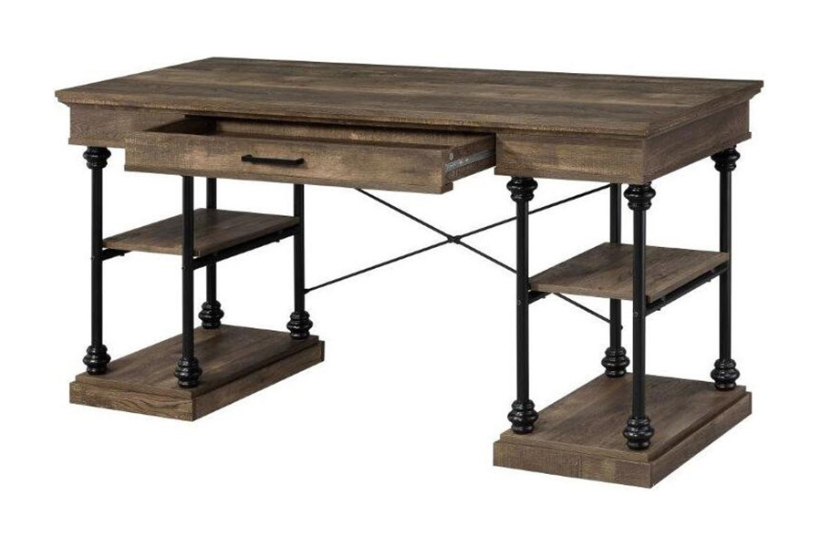 ACME - Synal Writing Desk in Rustic Oak/Black