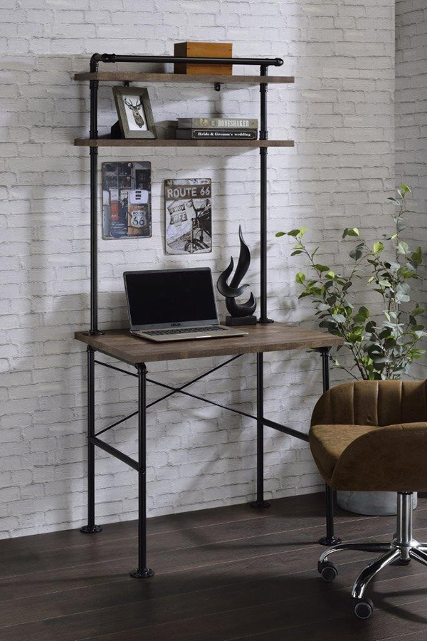 ACME - Ensata Writing Desk in Rustic Oak/Black