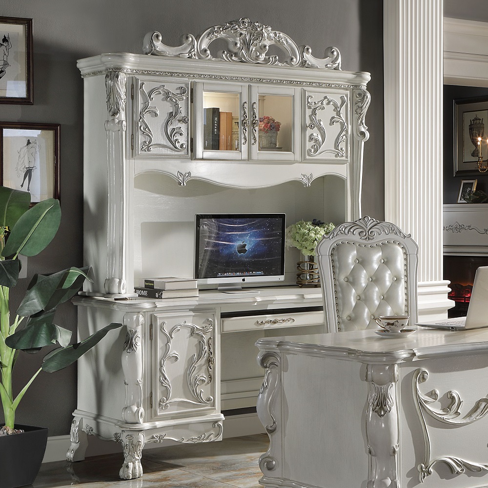 ACME - Dresden Computer Desk & Hutch in Bone White