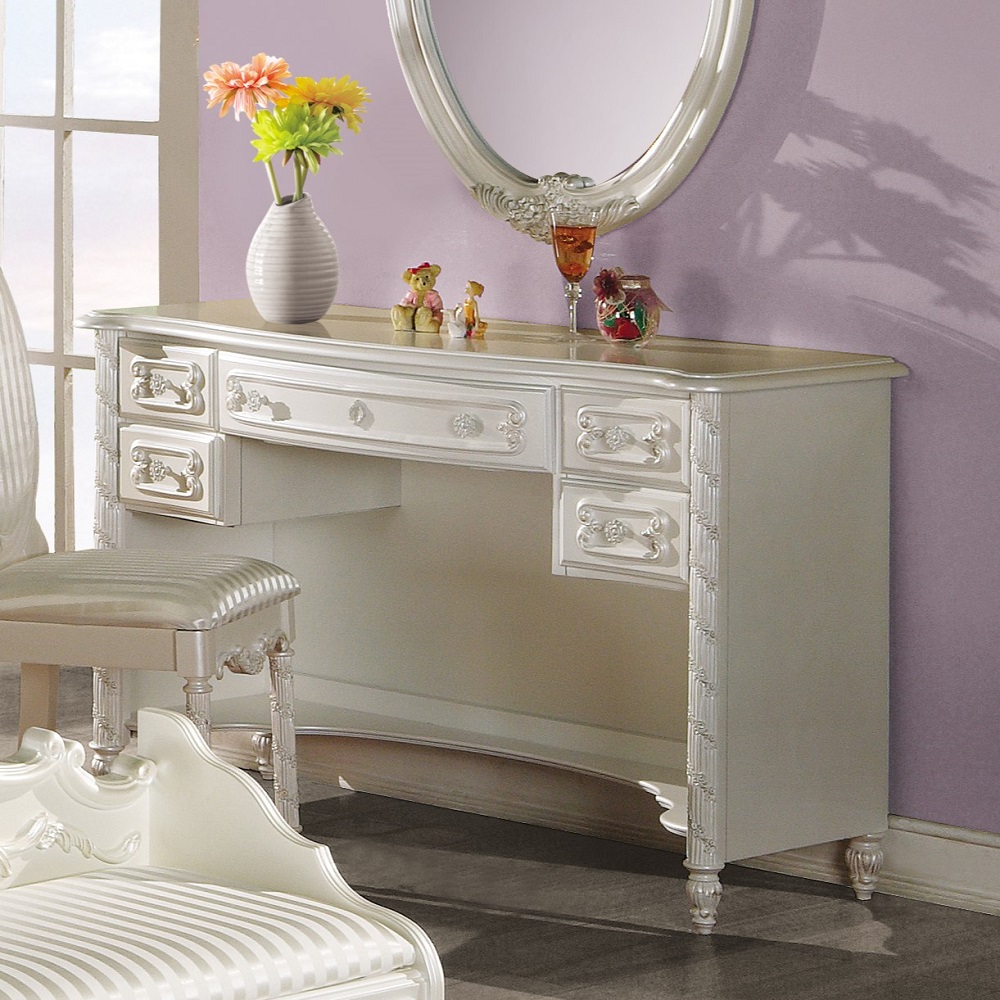 ACME - Pearl Writing Desk in Pearl White