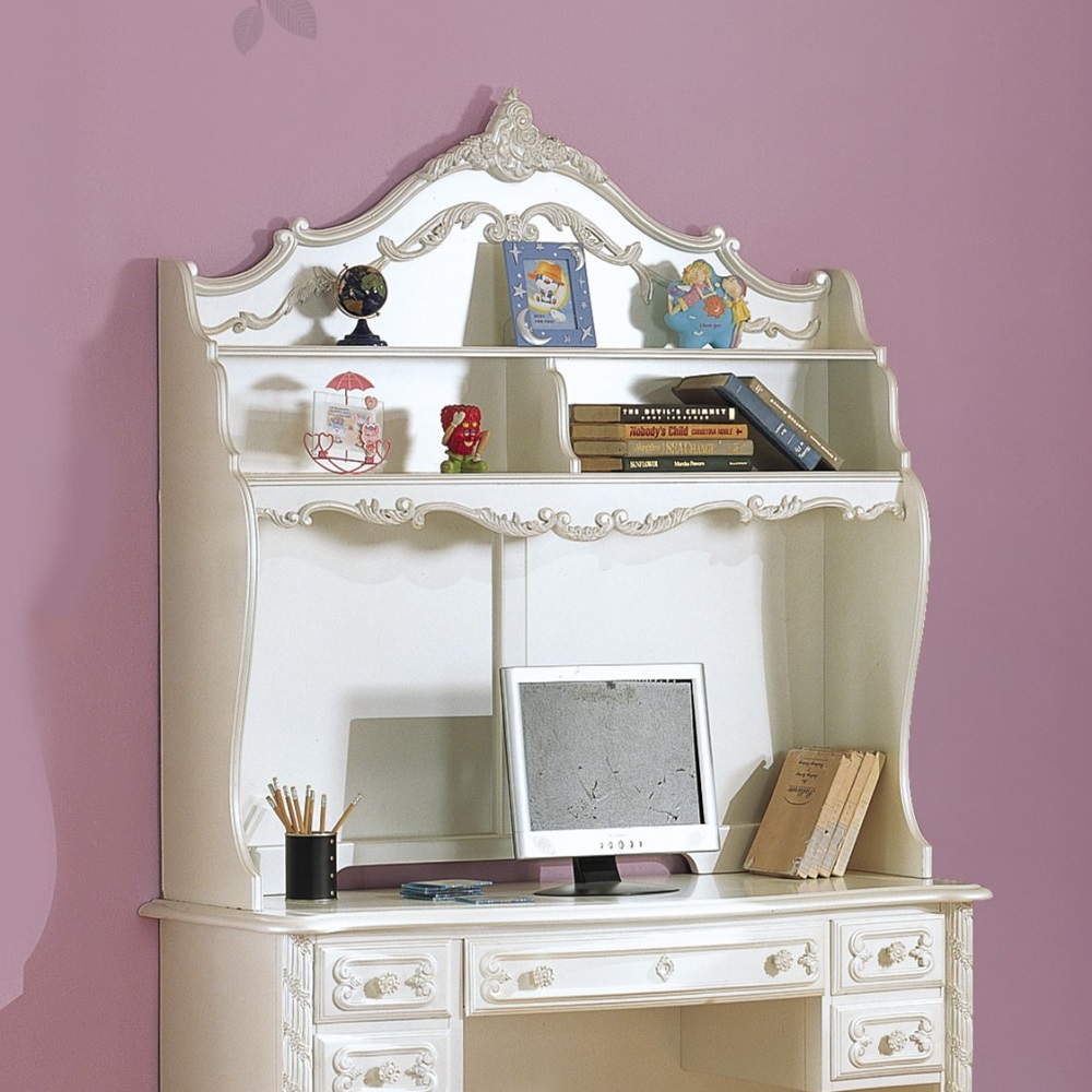 ACME - Pearl Computer Desk Hutch in Pearl White