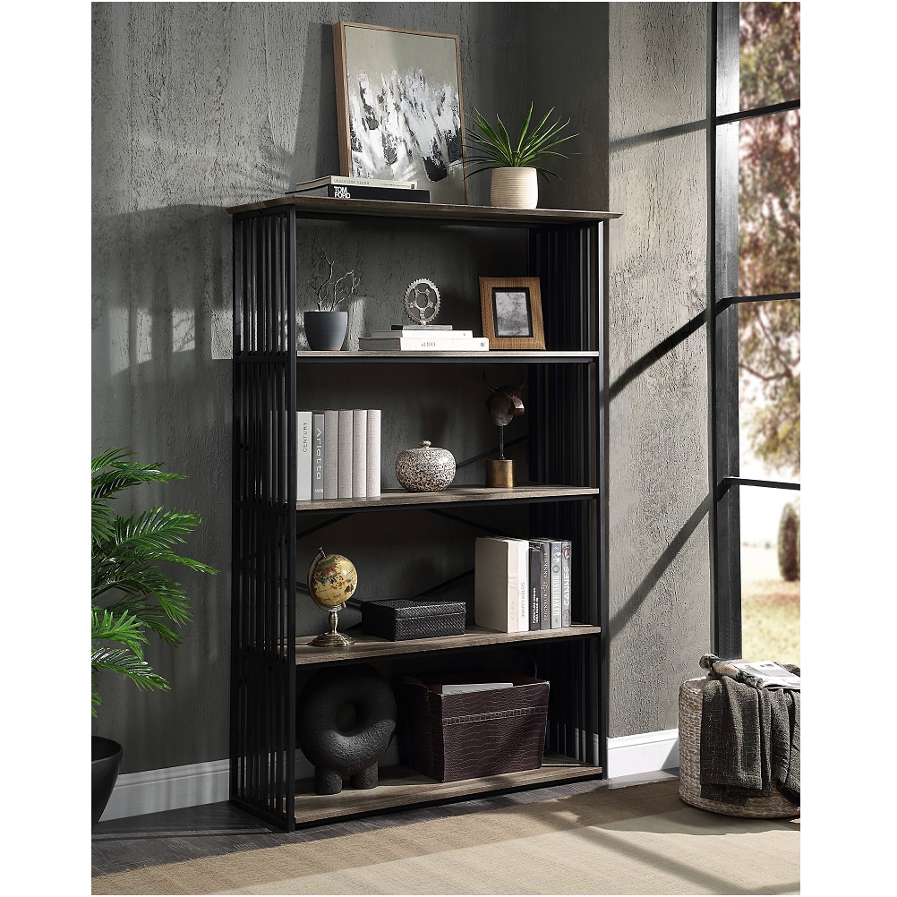 ACME - Zudora Bookshelf in Antique Oak/Black