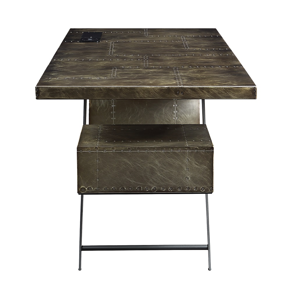 ACME - Brancaster Executive Writing Desk with Usb in Bronze Aluminum