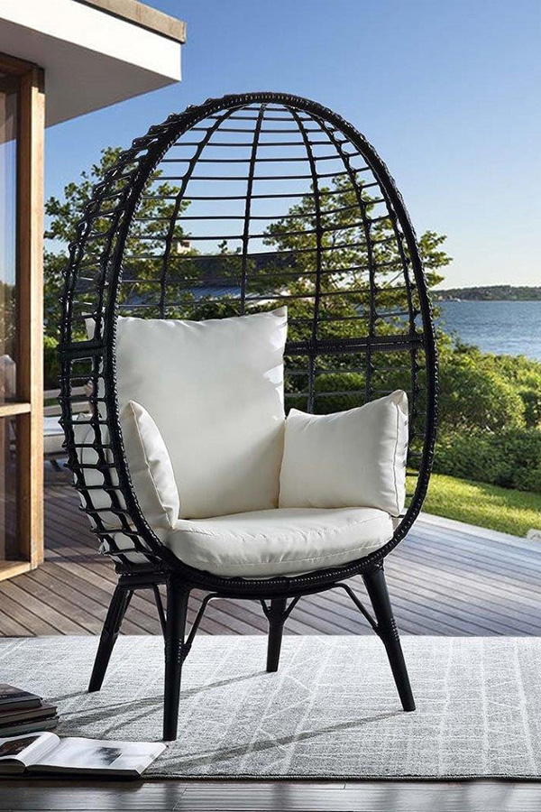 ACME - Penelope Patio Lounge Chair in Light Gray/Black