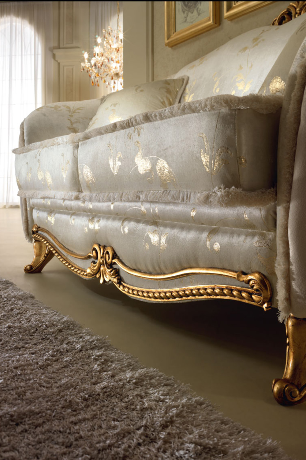 Arredoclassic Donatello Sofa With Bed - White/Gold, Cat. C/G