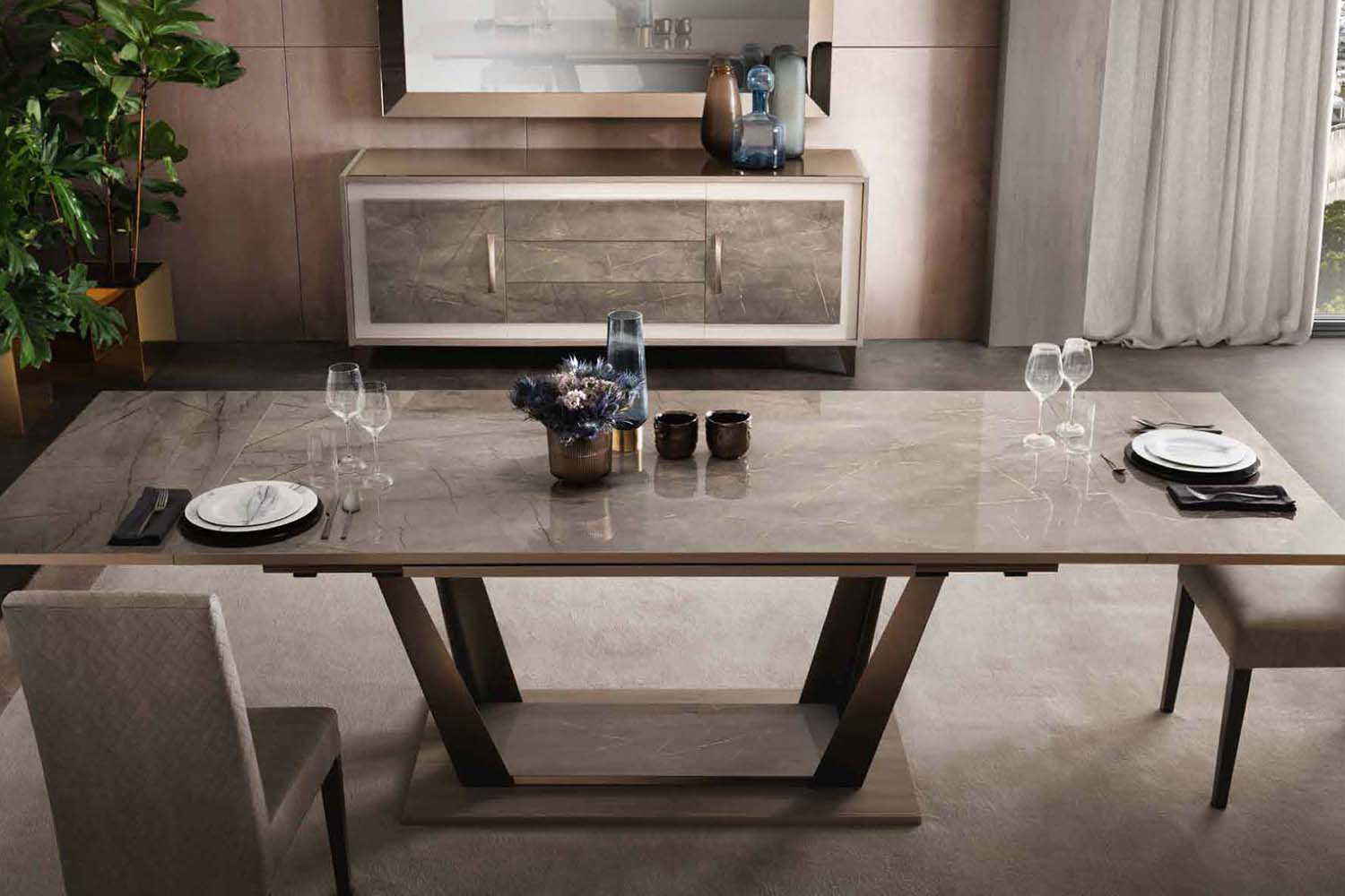 Arredoclassic - Arredoambra Dining Rectangular Table W/2 Ext.