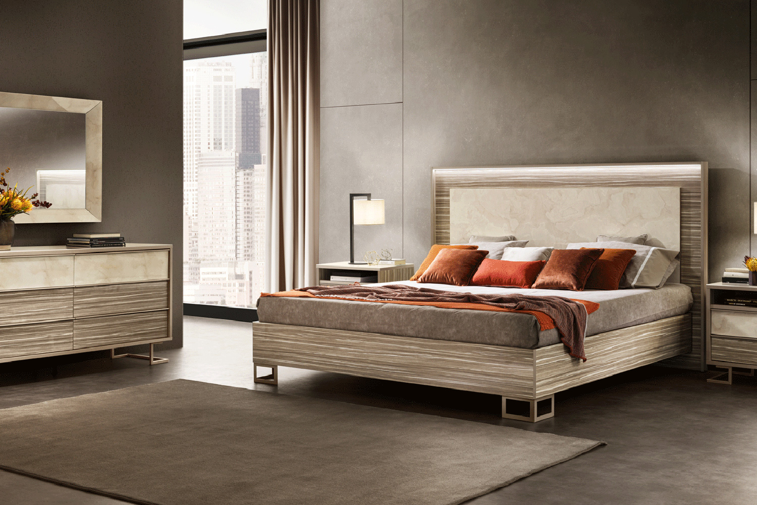 Arredoclassic - Luce Light Bed W/Wooden Headboard