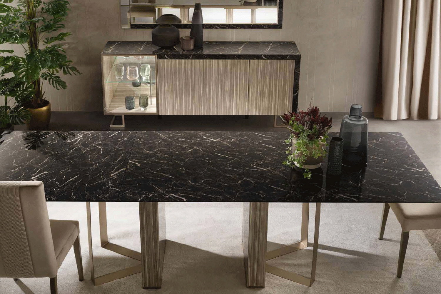 Arredoclassic - Luce Dark Rectangular Fix Top Table