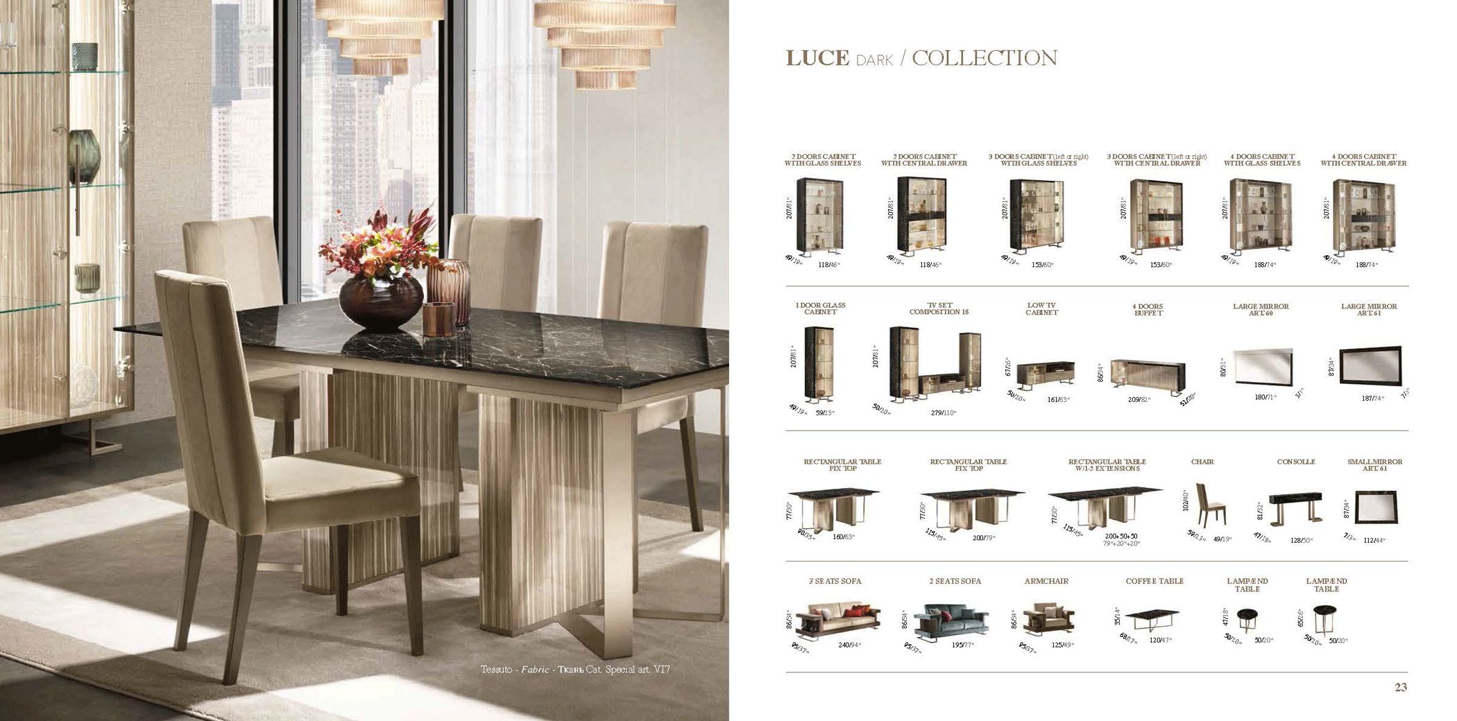 Arredoclassic - Luce Dark Dining Rectangular Table W/2 Extensions