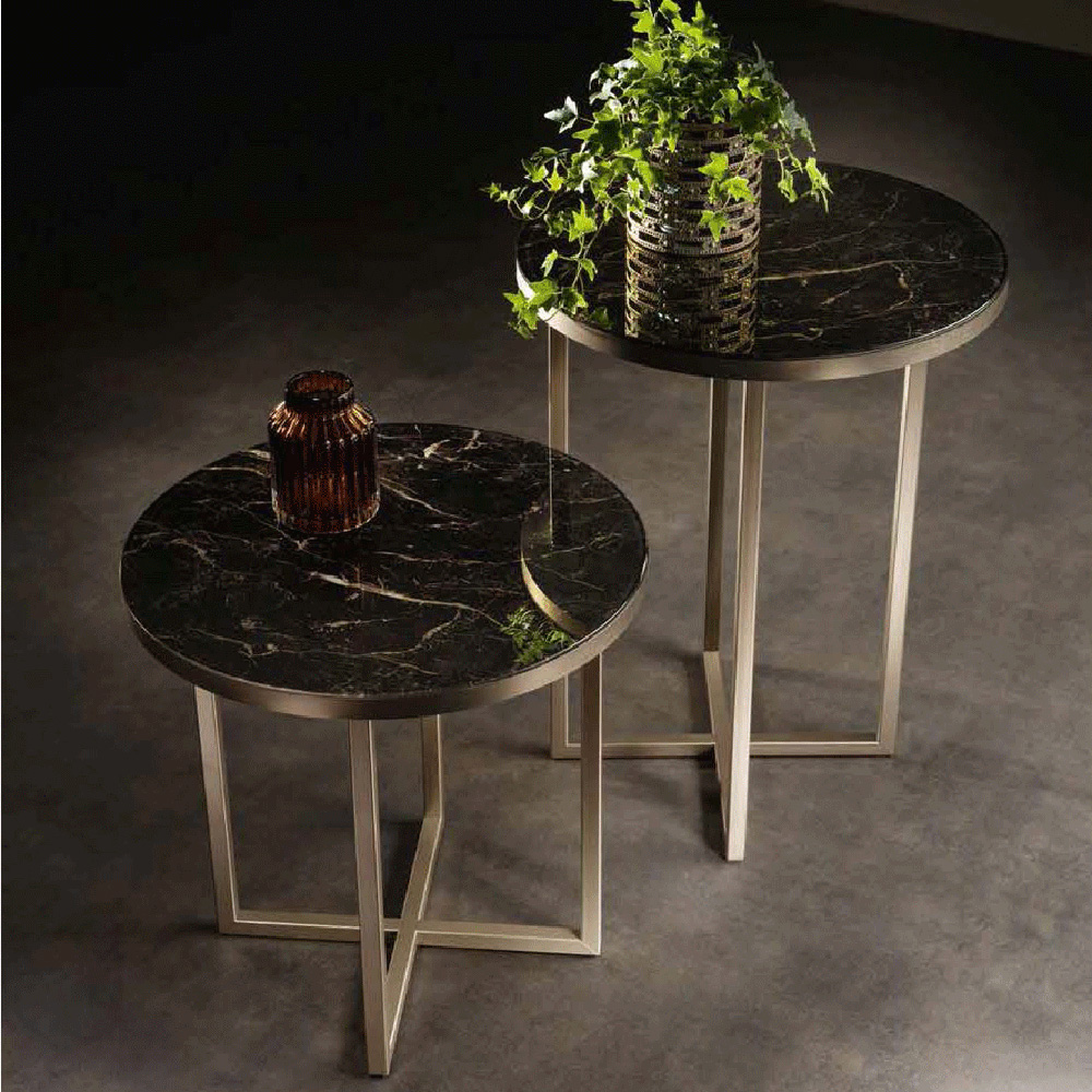 Arredoclassic Luce Dark Lamp/End Table 65 cm - Brown Marble