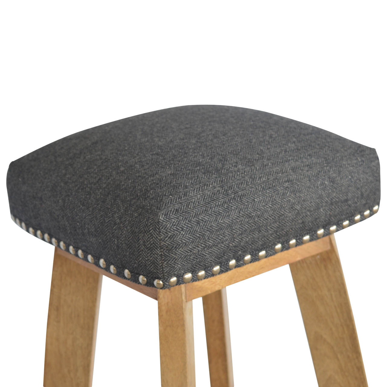 Artisan - Studded Bar Stool in Black, Tweed