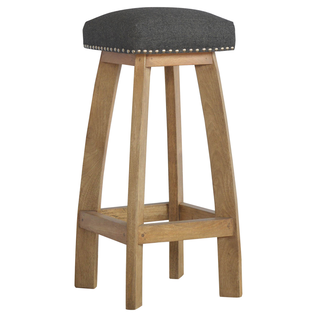 Artisan - Studded Bar Stool in Black, Tweed