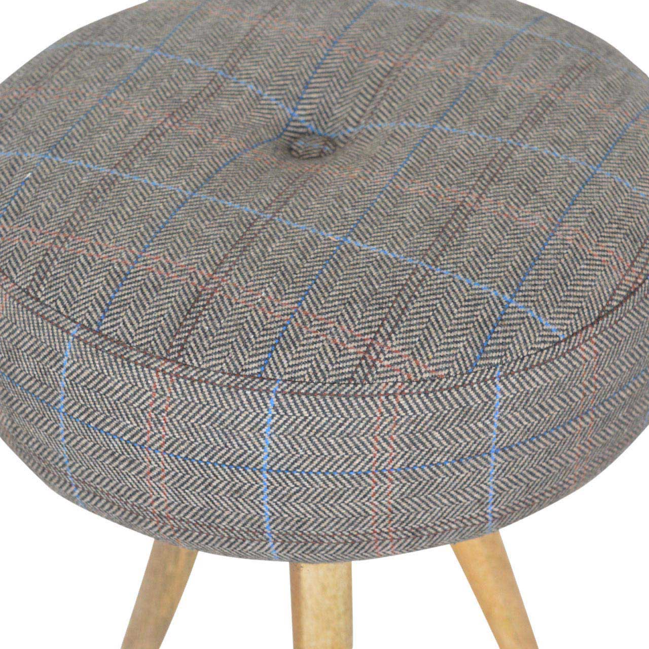 Artisan - Tripod Stool with Tweed Seat Pad in Oak-Ish