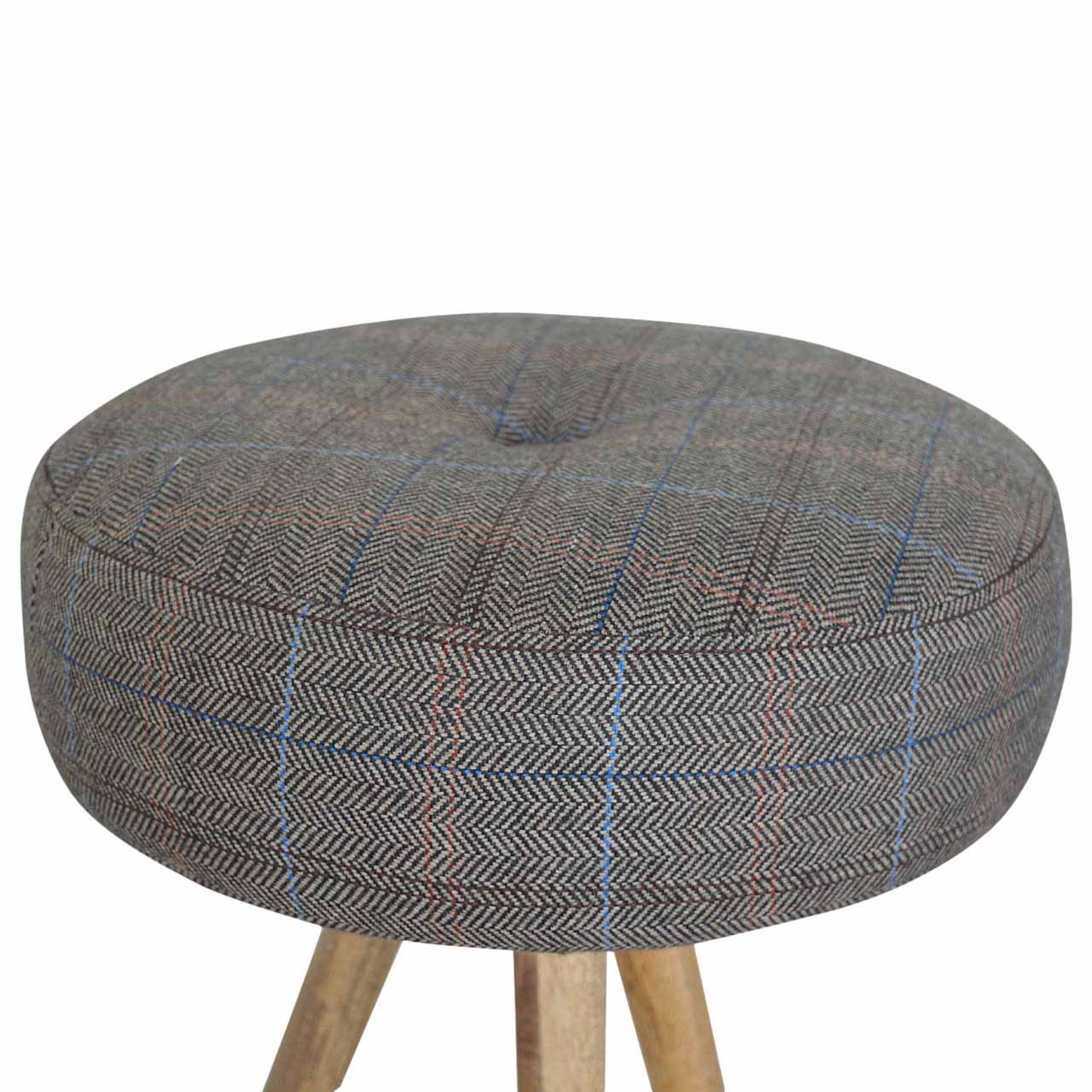 Artisan - Tripod Stool with Tweed Seat Pad in Oak-Ish