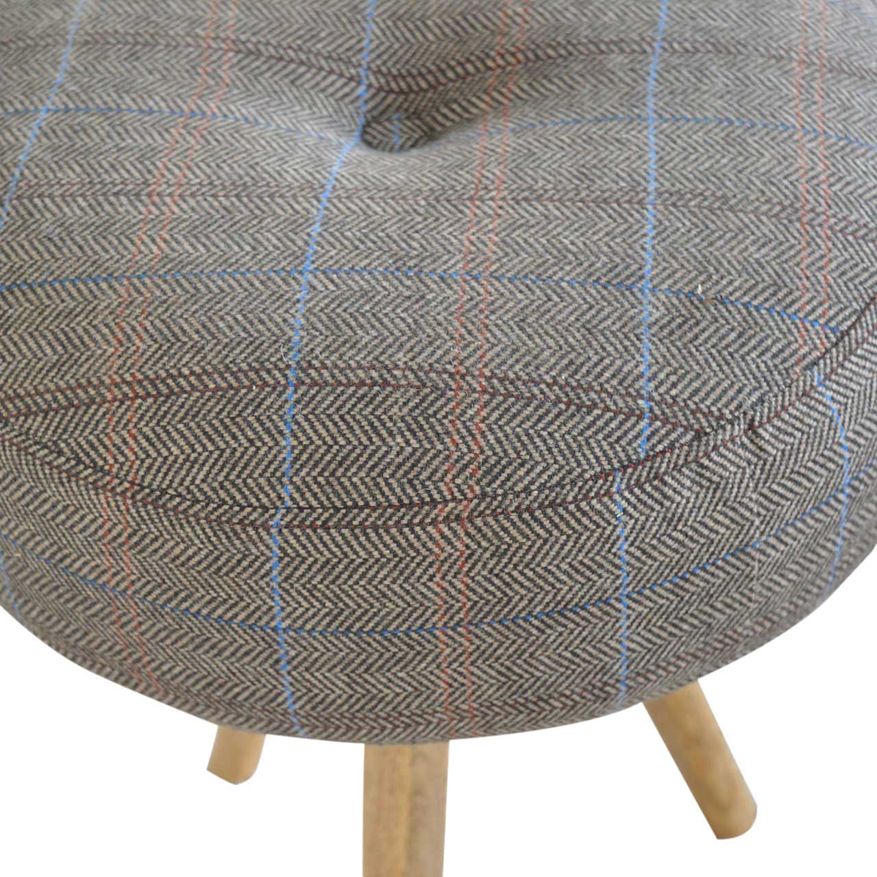 Artisan - Tripod Stool with Tweed Seat Pad in Oak-Ish