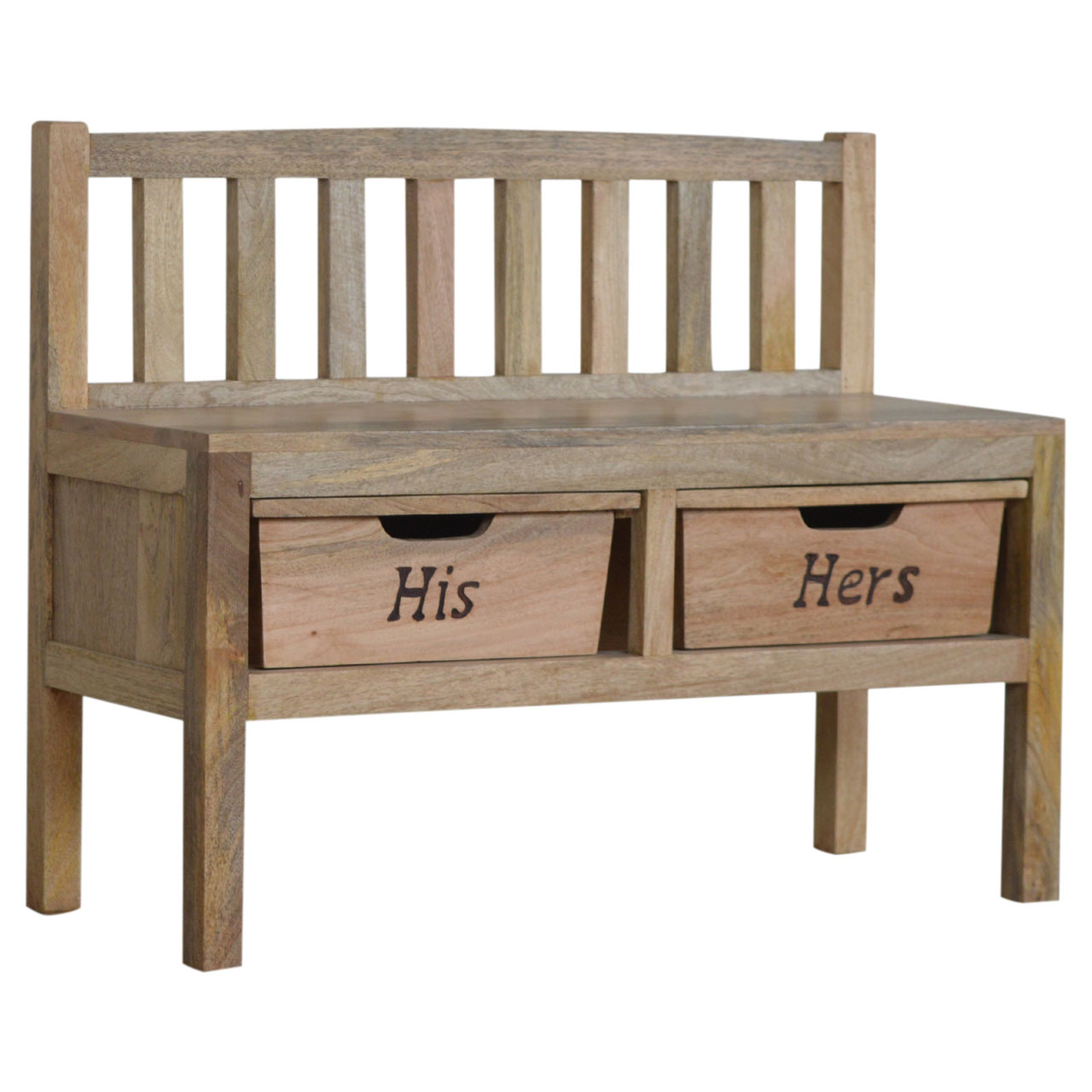 Artisan - His & Hers Carved Storage Bench