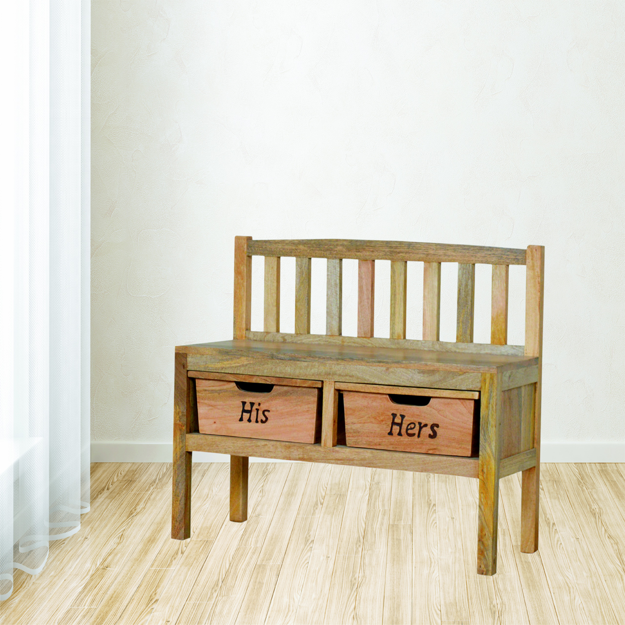 Artisan - His & Hers Carved Storage Bench