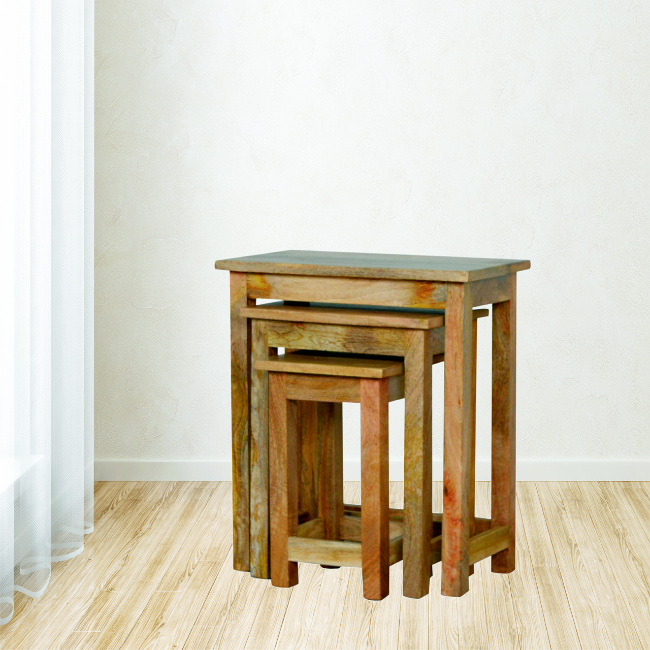 Artisan - Country Solid Stool Set of 3 in Oak-Ish, Wood