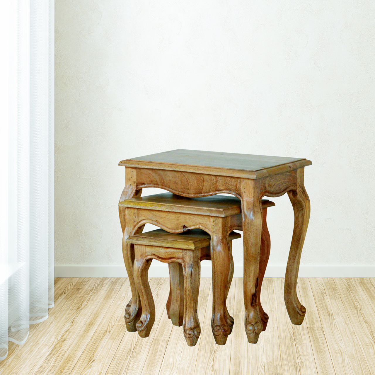 Artisan - French Style Nesting Stools in Oak-Ish