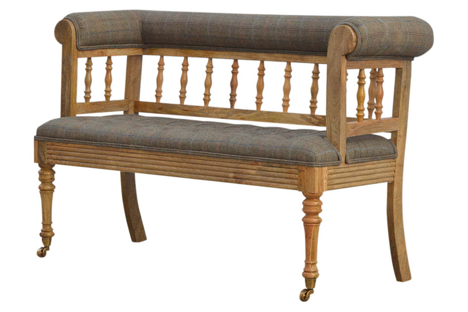 Artisan Deep Button Hallway Bench - Multi Tweed