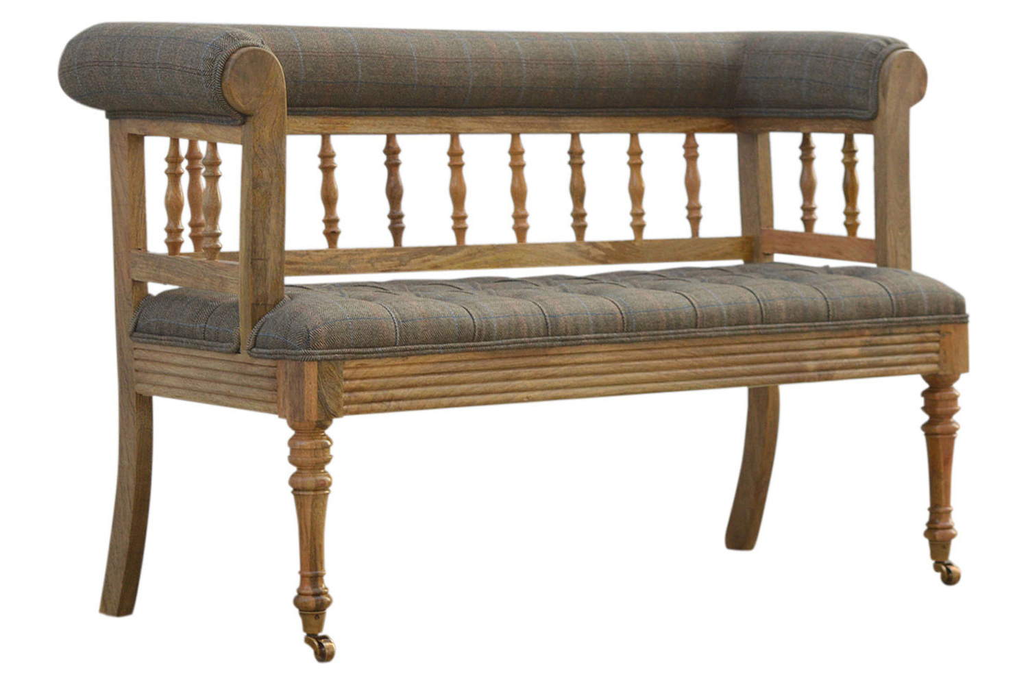 Artisan Deep Button Hallway Bench - Multi Tweed