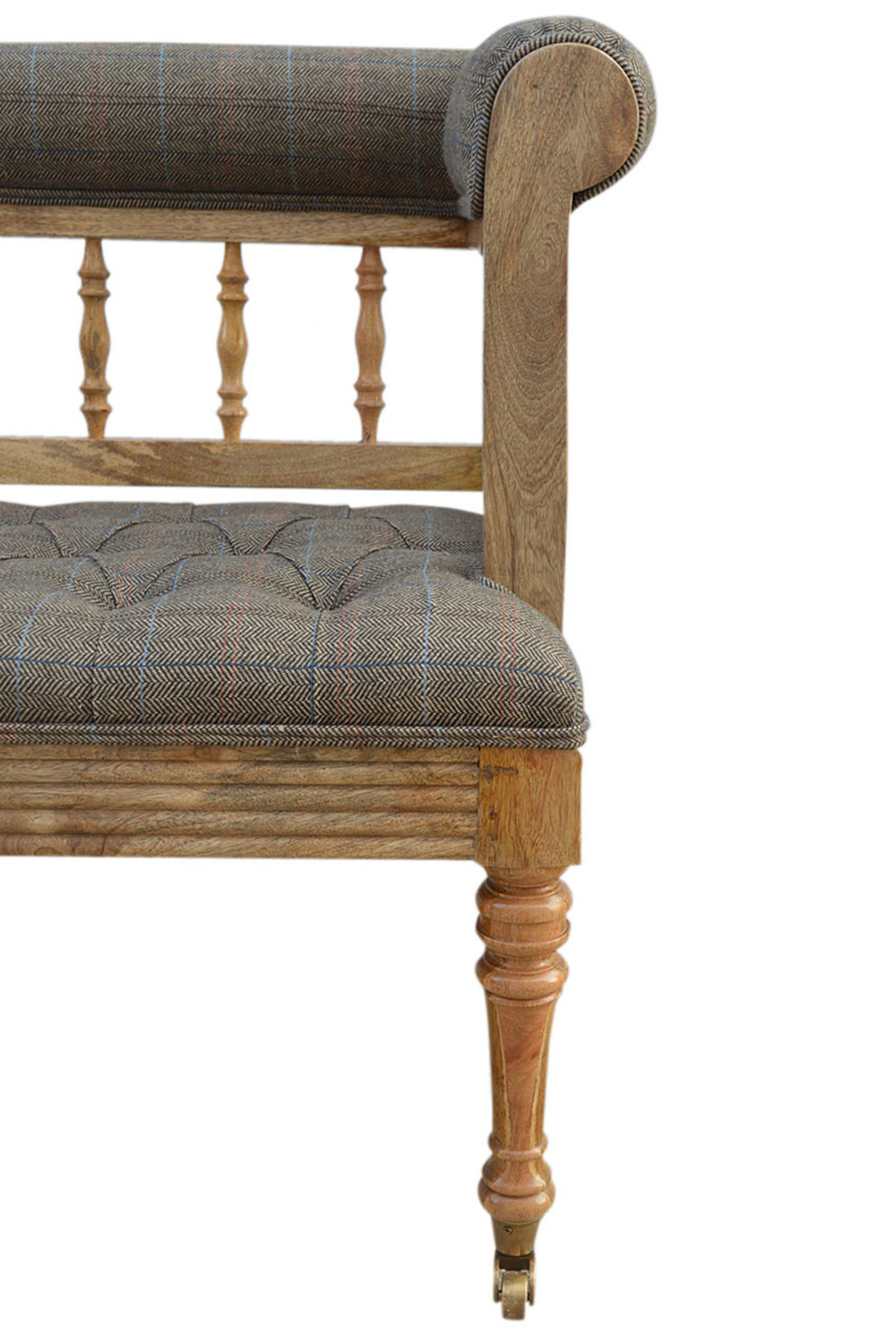 Artisan Deep Button Hallway Bench - Multi Tweed