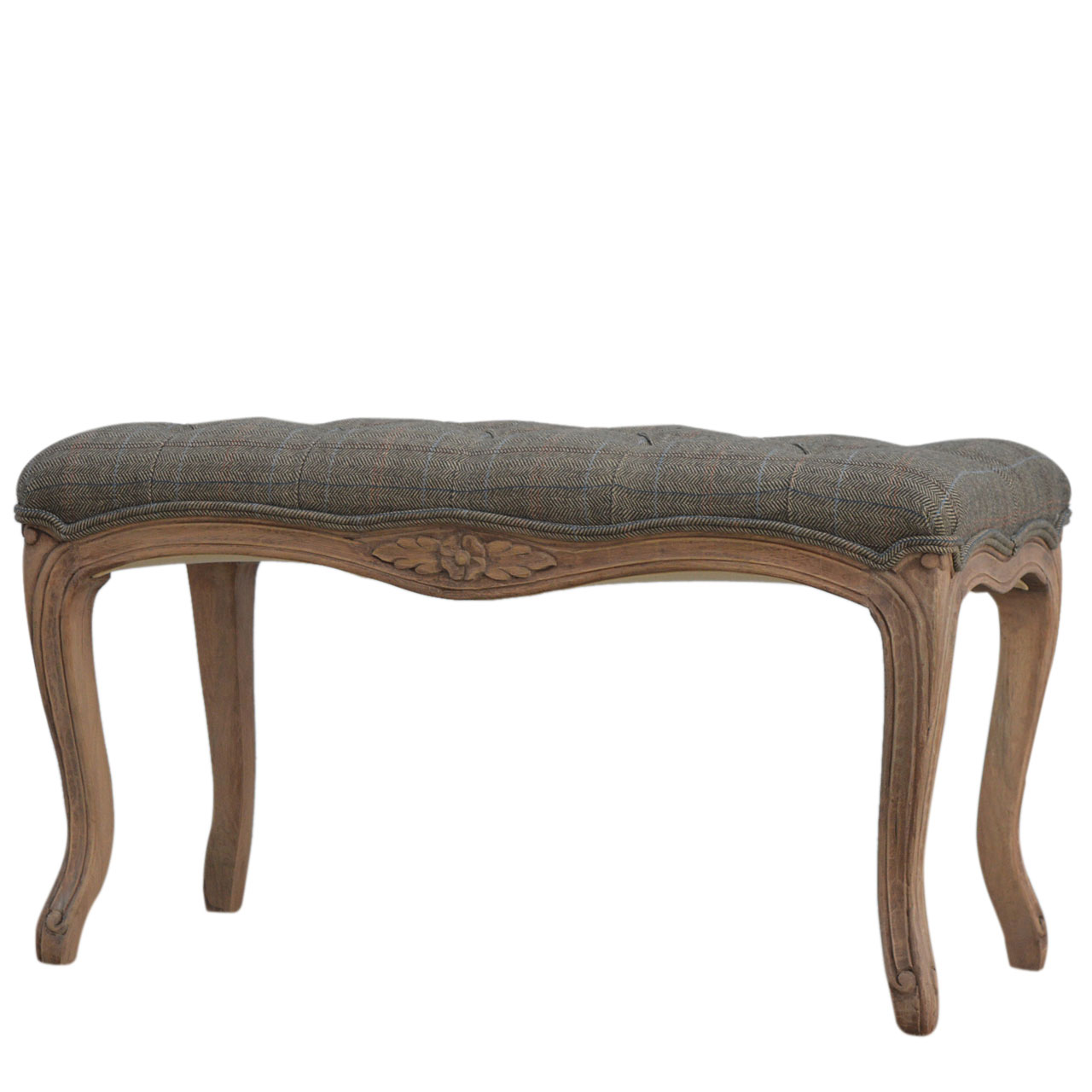 Artisan - Multi Carved Bedroom Bench in Sun Bleached, Tweed