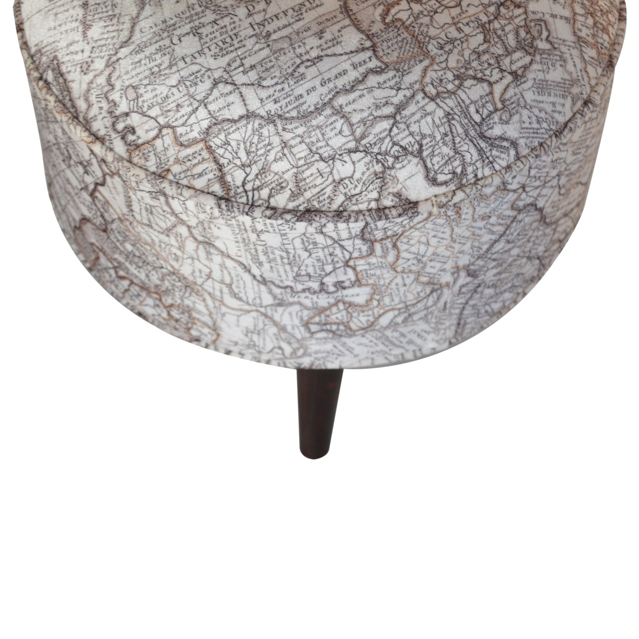 Artisan Round Footstool with Map Printed