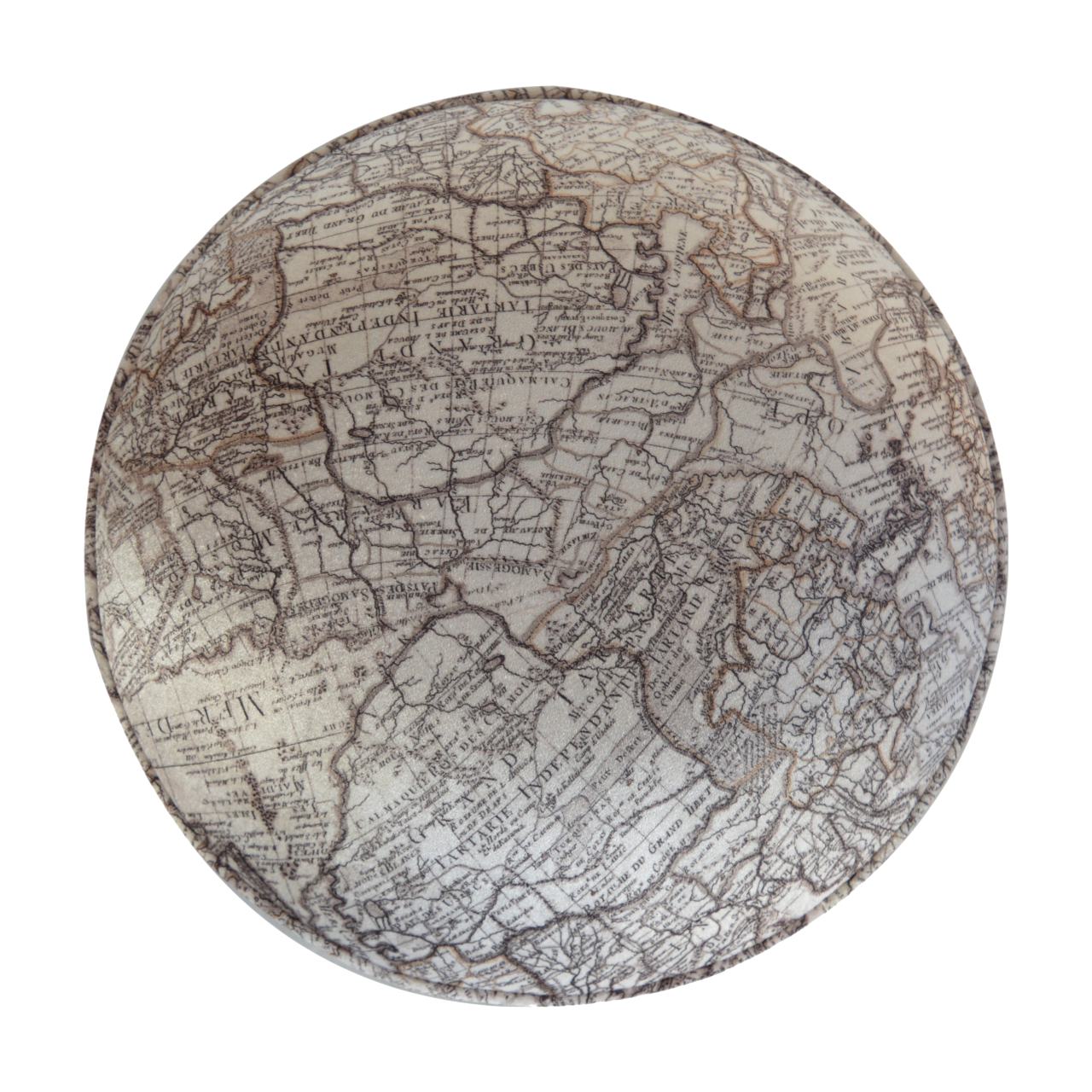 Artisan Round Footstool with Map Printed