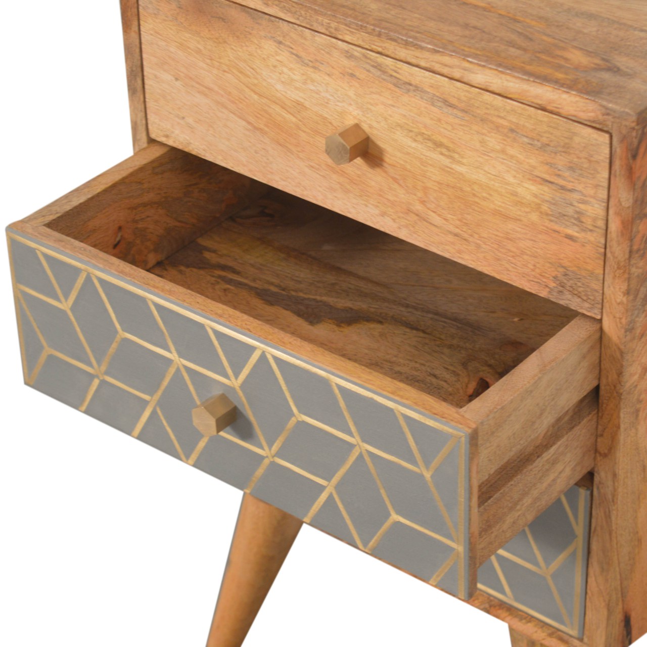 Artisan - Dice Nightstand with 3 Drawer in Oak-Ish