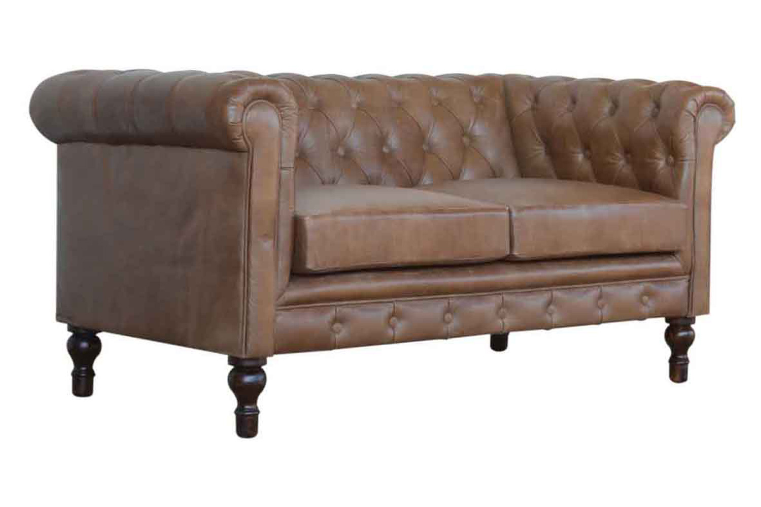 Artisan Chesterfield Sofa with 2 Seater - Brown, Leather