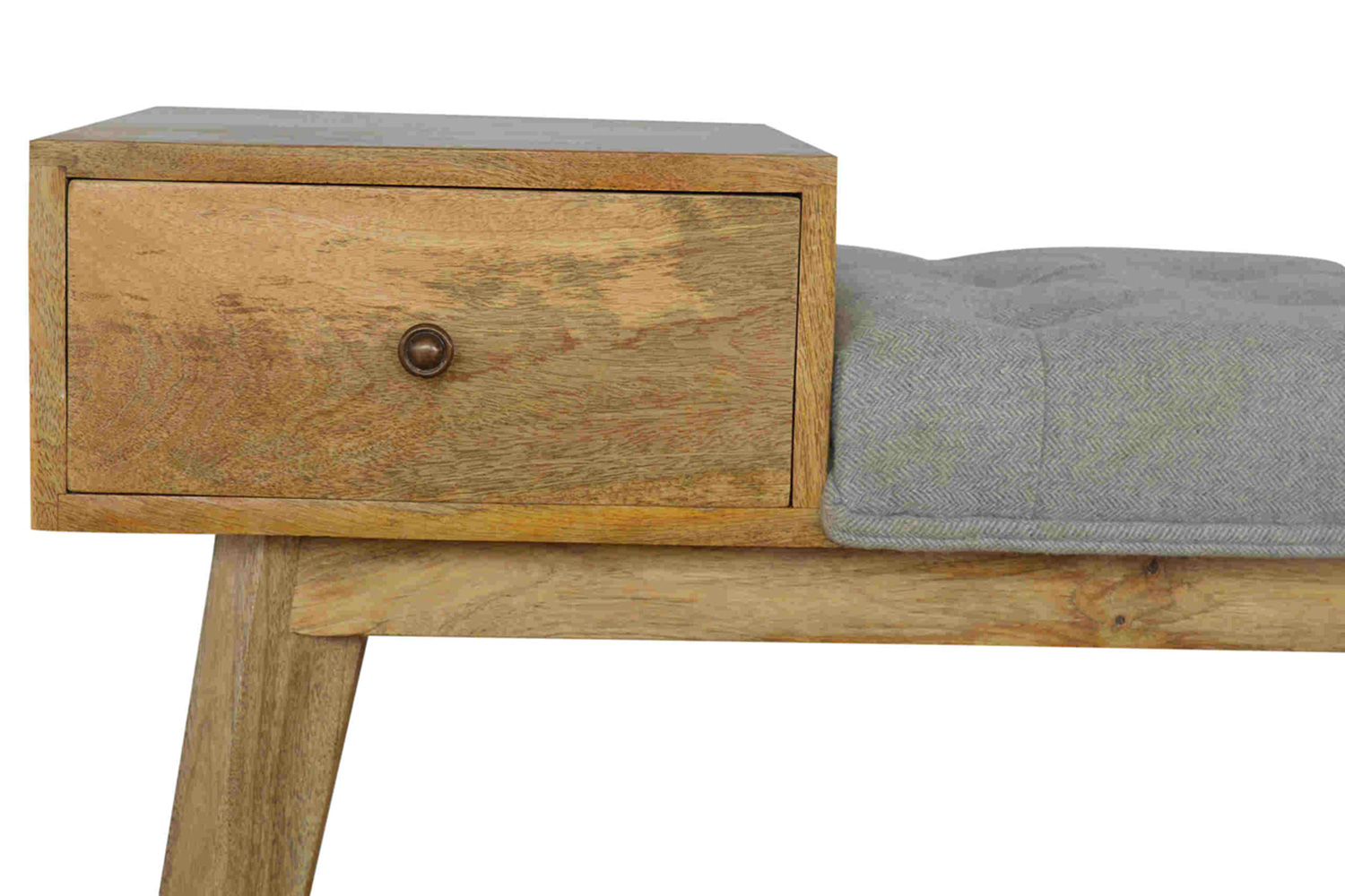 Artisan - Gray Tweed Bench with 1 Drawer