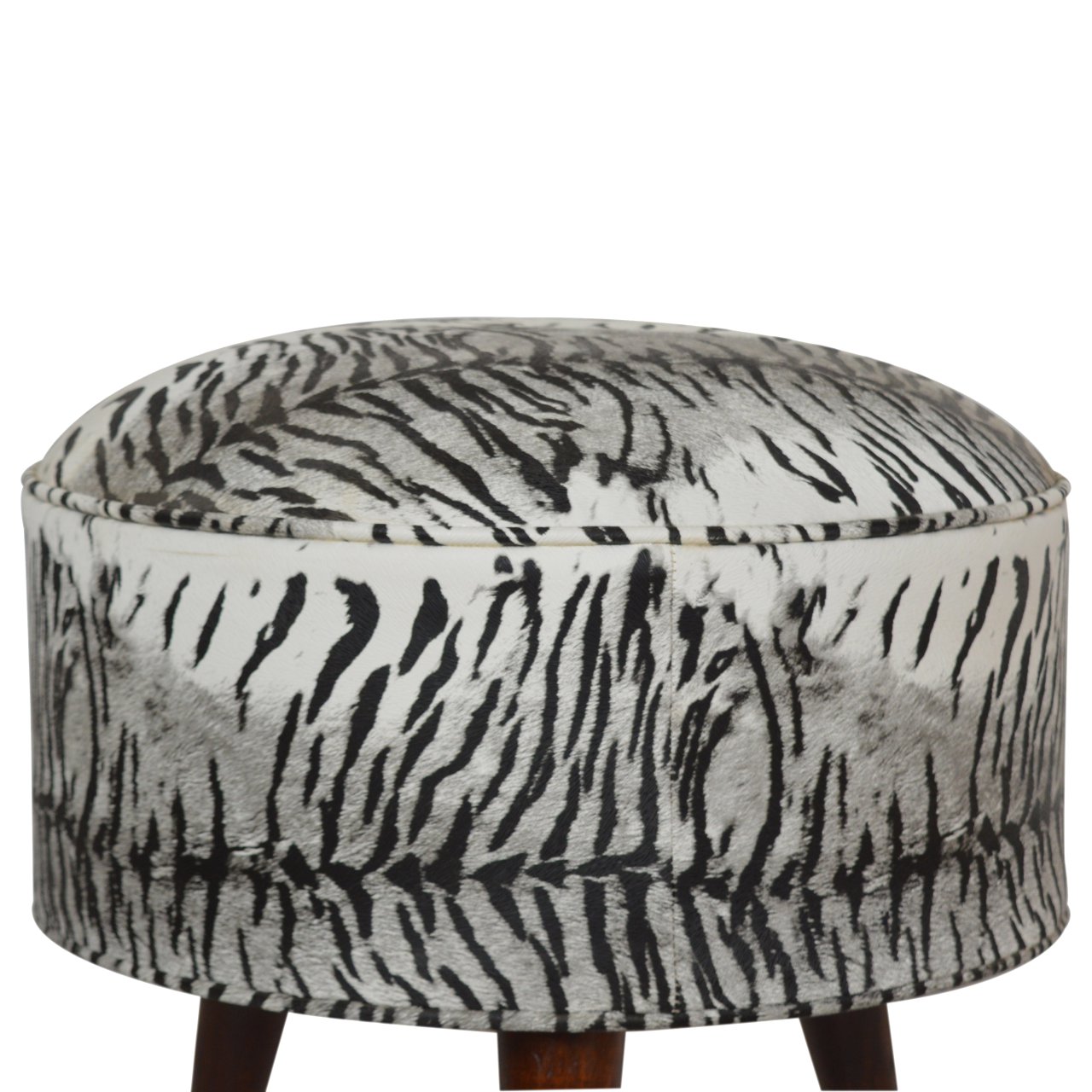 Artisan Nordic Style Footstool - Zebra, Velvet