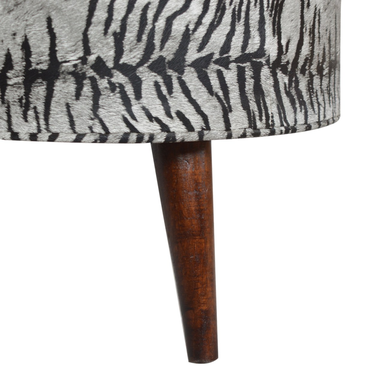 Artisan Nordic Style Footstool - Zebra, Velvet