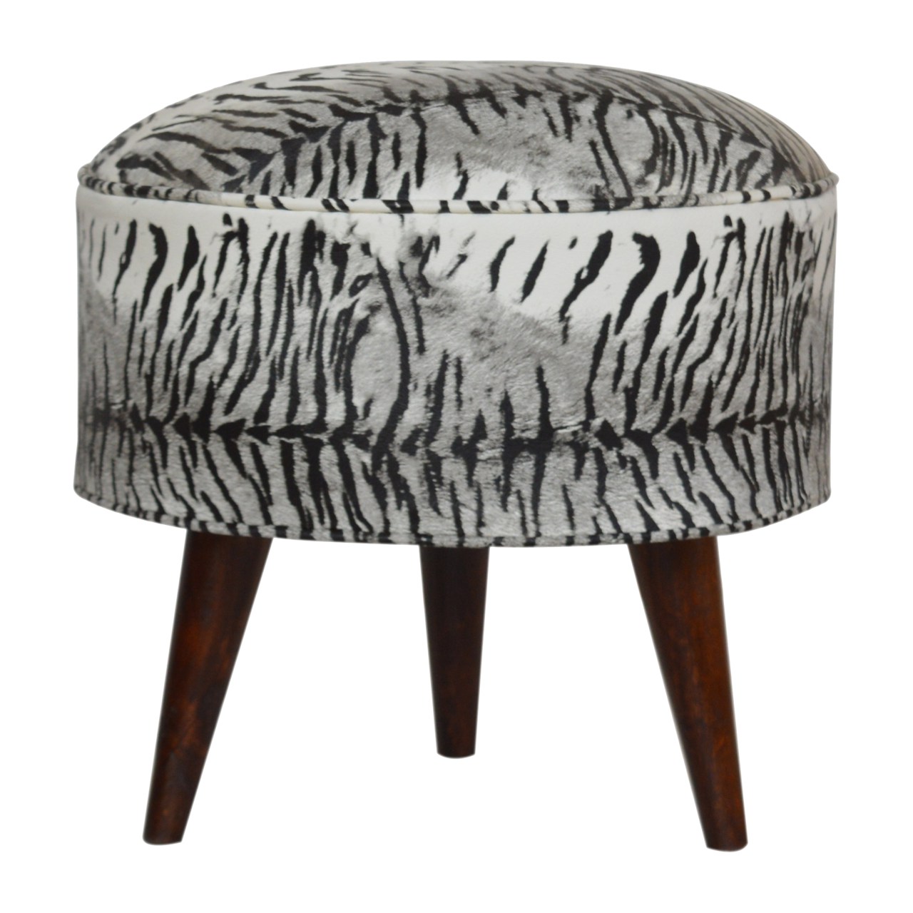 Artisan Nordic Style Footstool - Zebra, Velvet