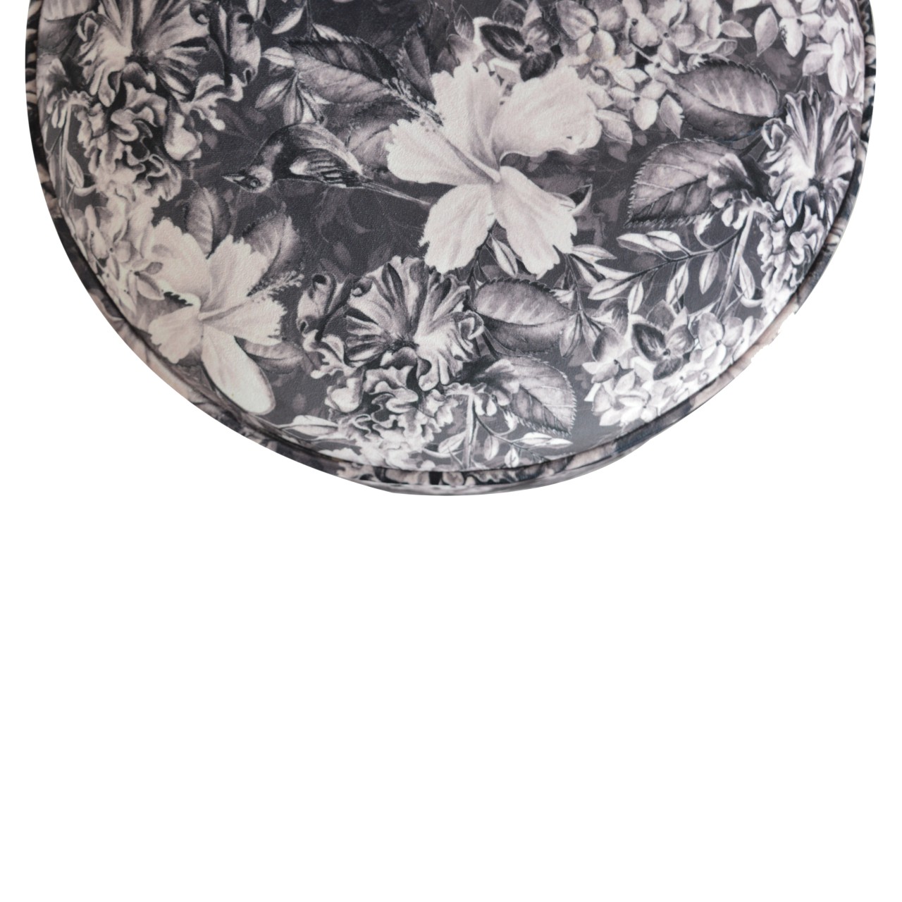 Artisan Round Footstool with Floral Print