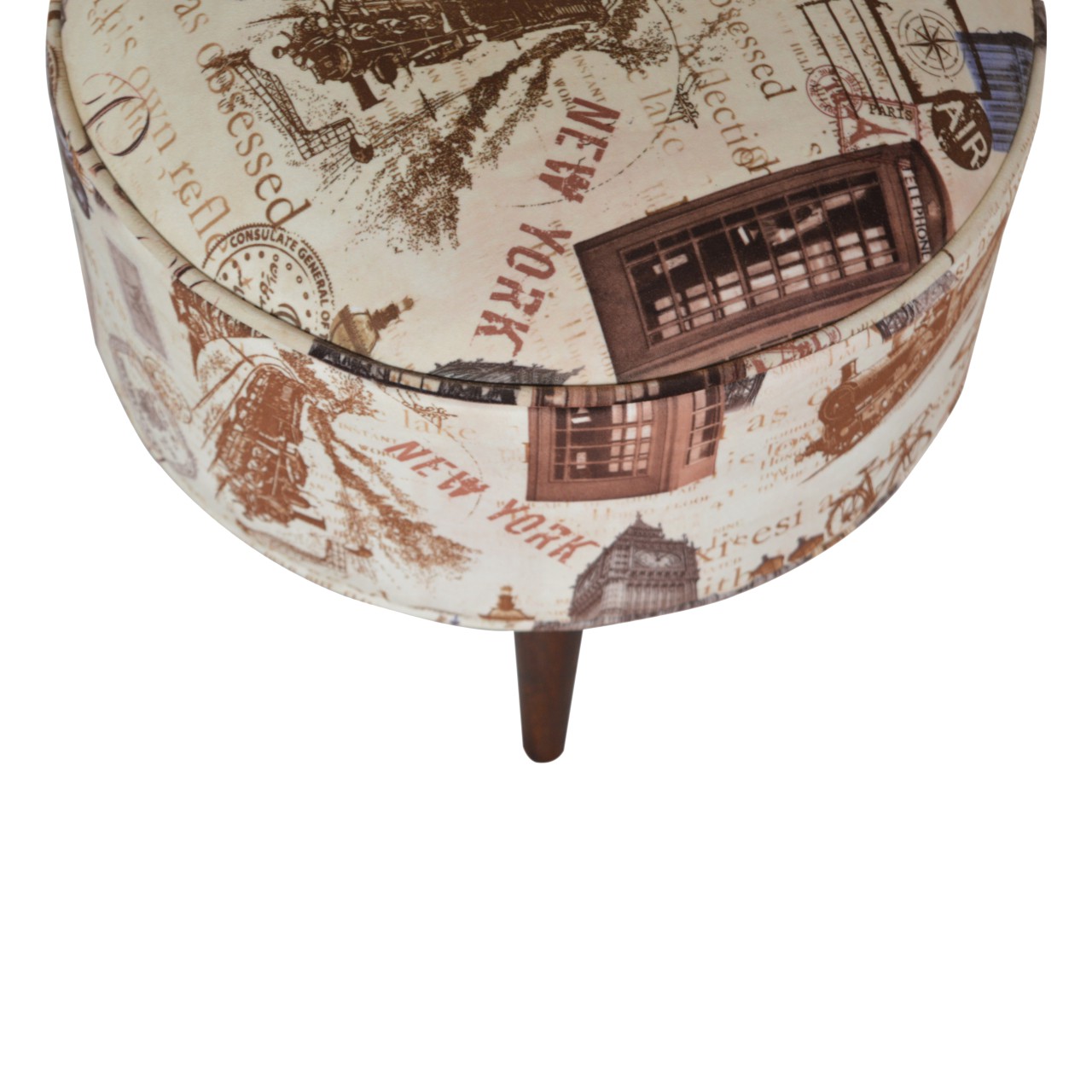 Artisan Round Footstool with City Print