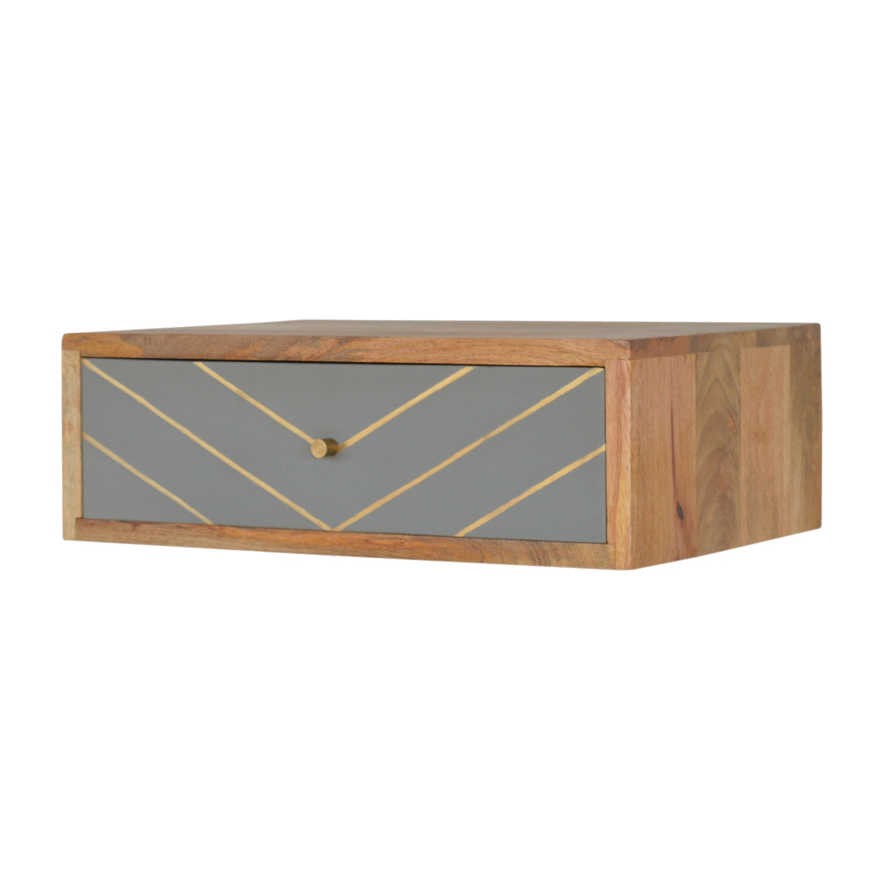 Artisan Floating Inlay Cement Nightstand - Brass