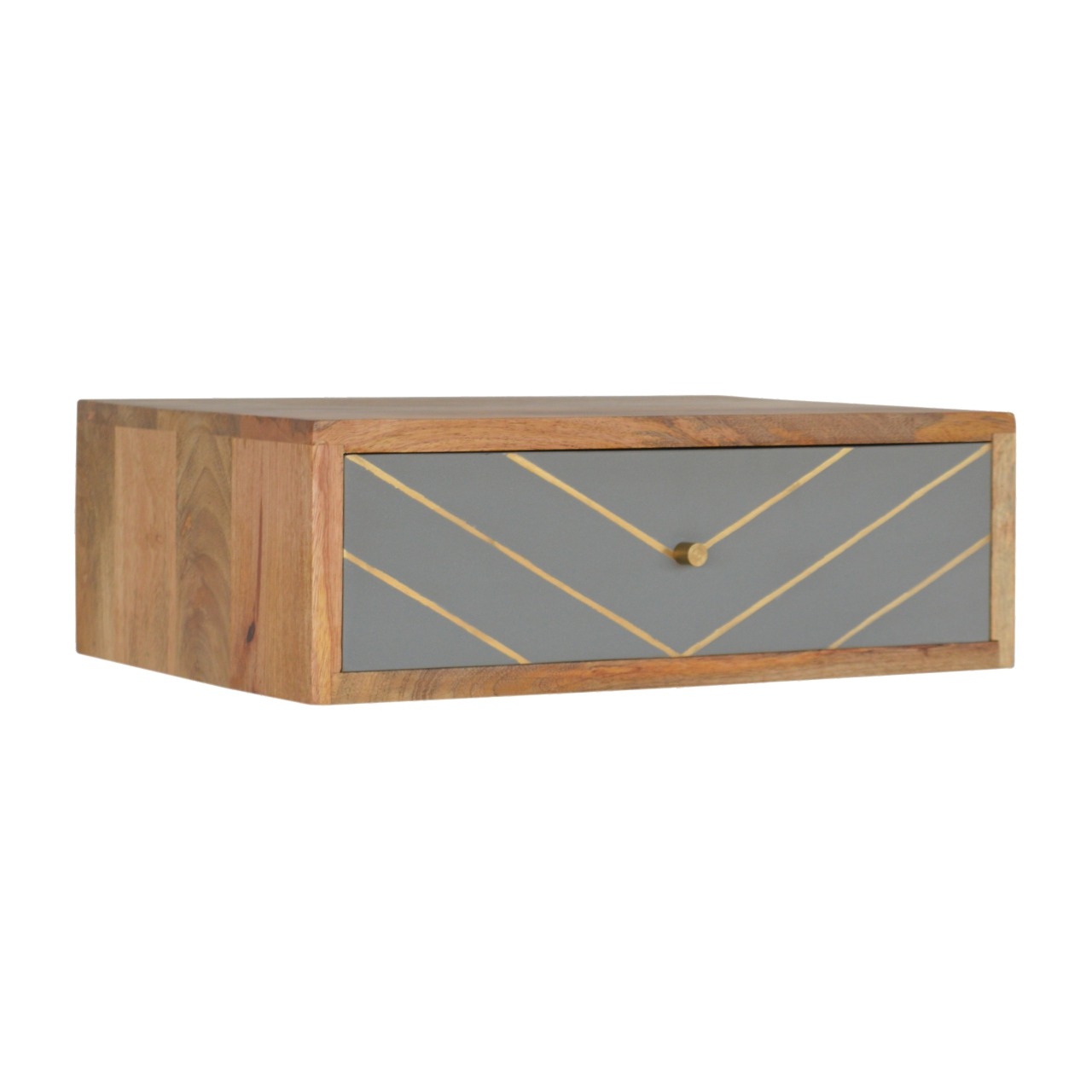 Artisan Floating Inlay Cement Nightstand - Brass