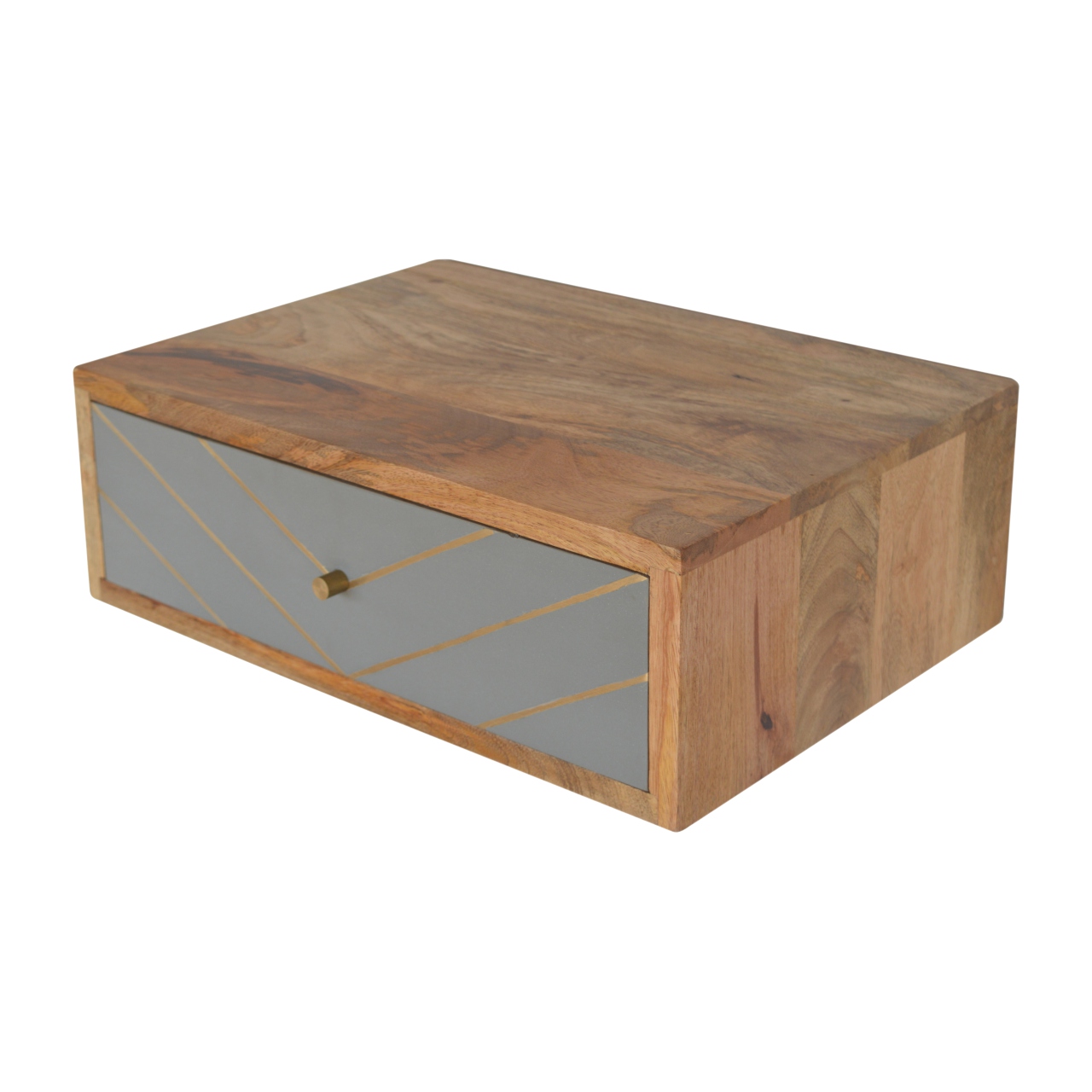 Artisan Floating Inlay Cement Nightstand - Brass