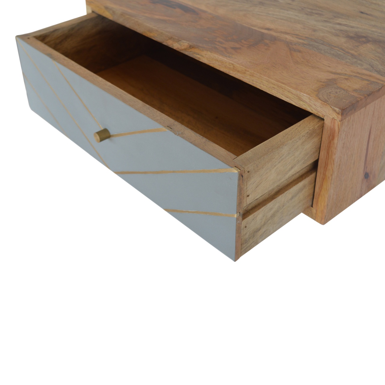 Artisan Floating Inlay Cement Nightstand - Brass