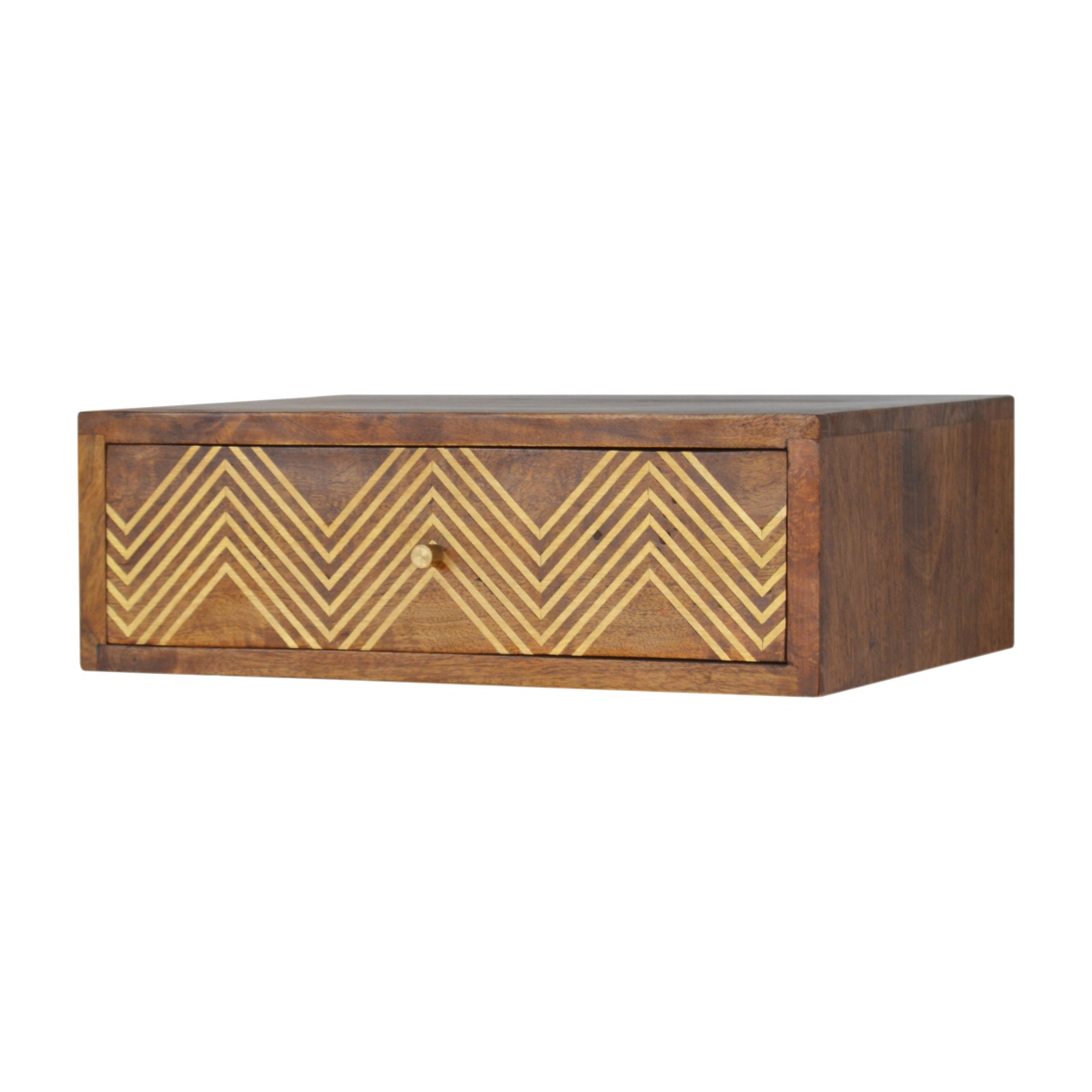 Artisan - Wall Mounted Chevron Nightstand in Chestnut