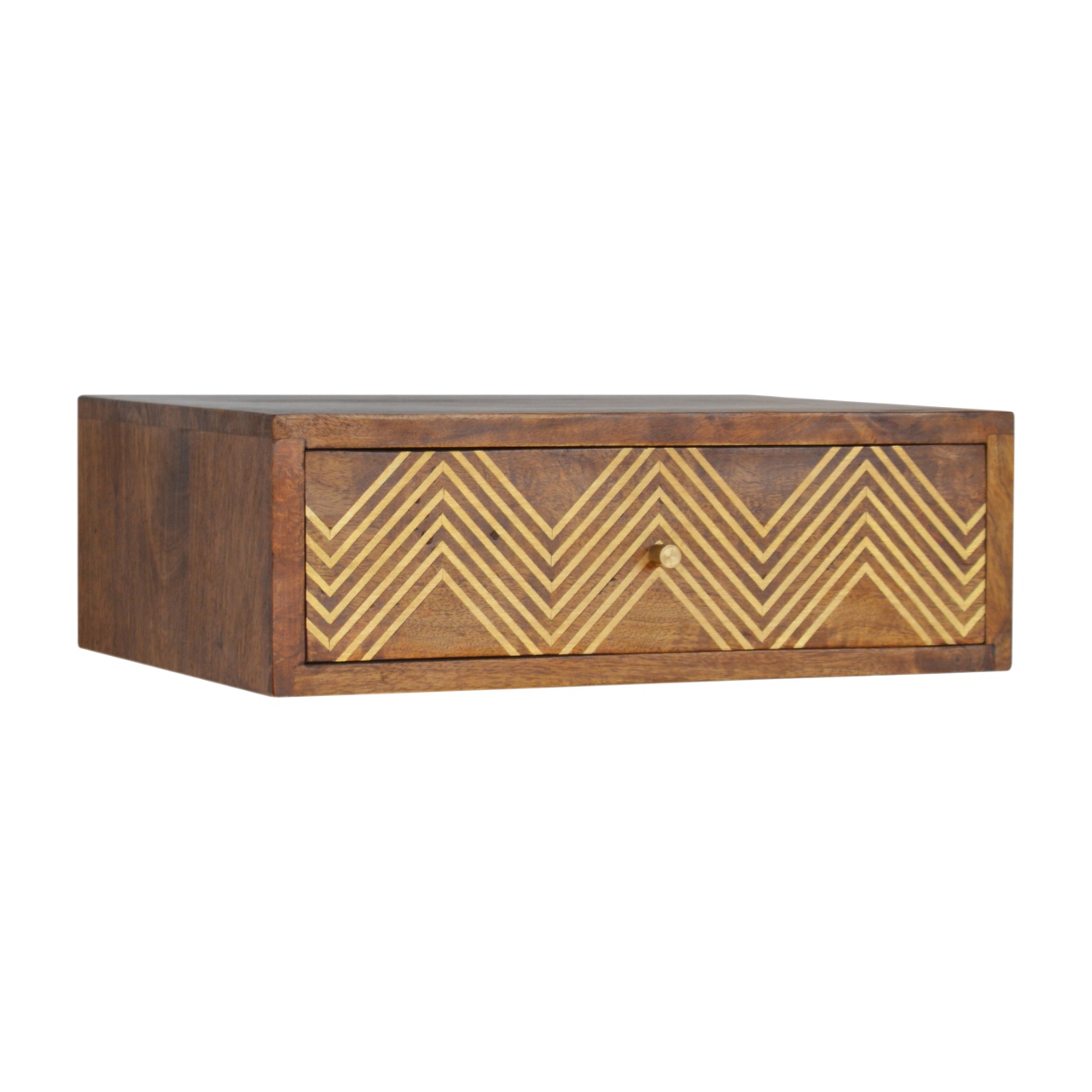 Artisan - Wall Mounted Chevron Nightstand in Chestnut