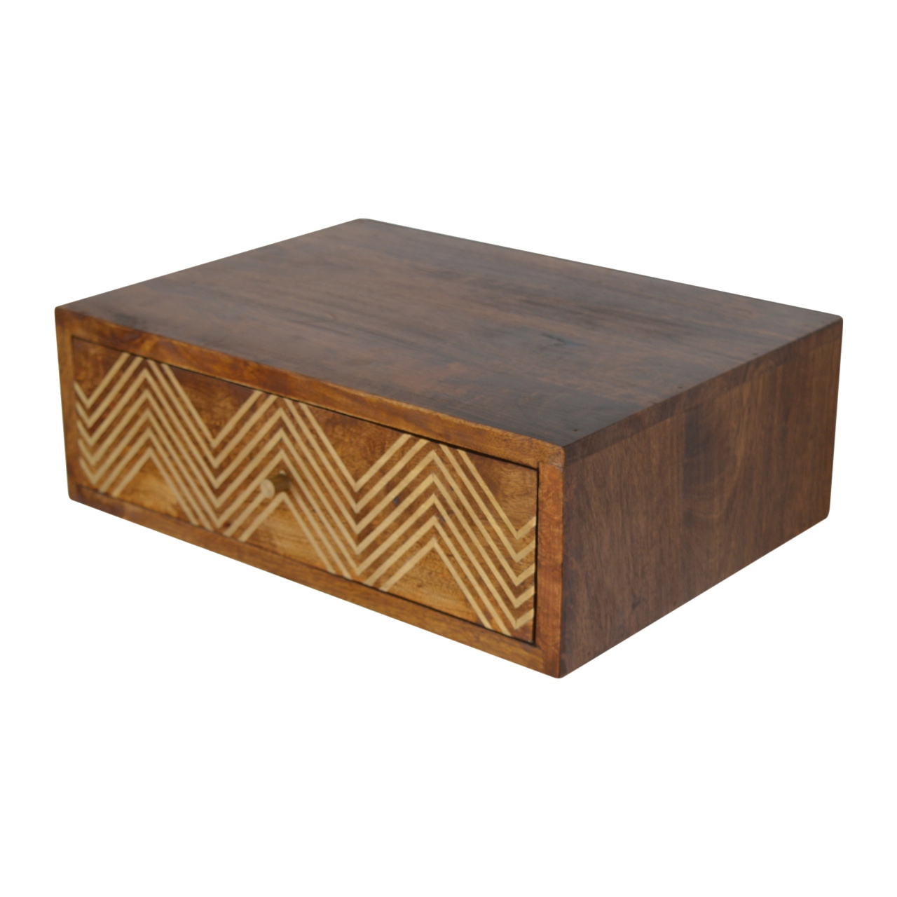 Artisan - Wall Mounted Chevron Nightstand in Chestnut